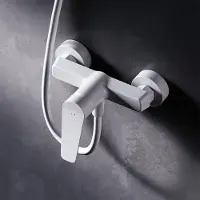 Merkloos Grifo monomando para ducha - Blanco mate - Montaje de 2 orificios - Para ducha y baño