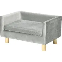 StarTech.com Sofá para perros / Cama para perros - Diseño escandinavo - Cojín suave - Patas de madera maciza - 64 x 45 x 36 cm - Elastanoo - Verde militar