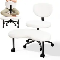 StarTech.com Silla de oficina ergonómica - Silla de oficina con base de cuatro patas - Regulable en altura - Giratoria - Con ruedas - Acolchada - De lana blanca