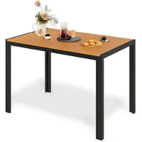 StarTech.com Mesa de comedor para exteriores - Mesa de jardín para terraza - 110x70x73 cm, rectangular - Estructura de aluminio - Tablero de madera con 7 listones - Para 6 personas - Color blanco