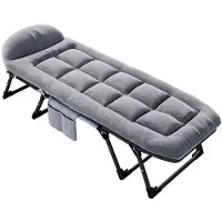 StarTech.com Cama de camping plegable - Cama para tomar el sol plegable - Acolchada - Con almohada y bolsa de transporte - Algodón/lino - 190 x 65 cm - Gris oscuro