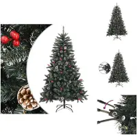 vidaXL Árbol de Navidad artificial con soporte, color verde, 120 cm, material PVC - Árboles de Navidad