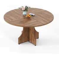StarTech.com Mesa redonda para comedor de 120 cm - Mesa de cocina - Para 4-6 personas - Tablero de madera de 2,5 cm - Estructura en forma de X resistente - Patas ajustables - Color marrón