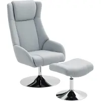 StarTech.com Sillón de televisión con reposapiés - Giratorio 360° - Respaldo alto - Reposacabezas - Aspecto de terciopelo - Estructura de metal - Gris