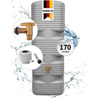 Graf 4rain QUADRO set completo depósito mural de agua de lluvia 170 L gris hormigón incl. grifo de plástico y conexión al bajante
