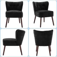 StarTech.com Silla para sala de estar y comedor - Sillón de estilo lounge sin reposabrazos - Tapizado en tela - Estructura de madera maciza - Capacidad de carga hasta 130 kg - 51,6 x 68,6 x 73,9 cm - Negro