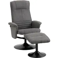 StarTech.com Sillón reclinable con reposapiés - Sillón para televisión - Giratorio 360° - Función de reclinación - Aspecto de terciopelo - Tapizado - Gris oscuro