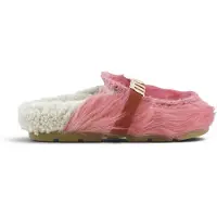 Mou para mujer. MU.FW431000D Pantuflas de Piel Winter Bio Slide Long Hair Ponyskin rosa (39), Plano, Ninguno, Homewear, outlet 2026.