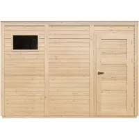 Timbela M326F2 Caseta Jardin Exterior Madera 6,18 m², Cobertizo jardin exterior para Bicicletas y Herramientas, Caseta de Almacenamiento con Paredes de 17 mm y puertas de panel de madera maciza