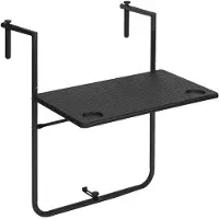 StarTech.com Mesa para balcón - Mesa colgante plegable - 3 alturas ajustables - Metal - Rectangular - Para 2 personas - Negra