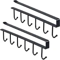 LTPRTZ Organizadores para cubiertos - Organizador de cocina - Para ordenar armarios - Sin necesidad de taladrar - 2 unidades - Color negro