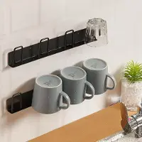 LTPRTZ Soportes para tazas - Ganchos para vasos - Organización de la cocina - Sin necesidad de taladrar - 2 unidades - Color negro