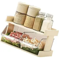 LTPRTZ Estante de almacenamiento para la cocina - Cajón para especias - Organización de la cocina - Cajones transparentes - 34x18x13 cm - Blanco
