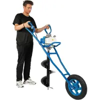 LTPRTZ Taladro de tierra a gasolina - Taladro de tierra con carro - Para perforar agujeros - Motor de 2 tiempos potente - Diámetro de 300 mm - Color azul