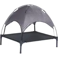 LTPRTZ Cama para perros techo UV - Casa para perros - Exterior Relax - plegable Ligero - 77 x 62 cm - Gris