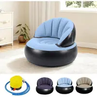 LTPRTZ Sofá inflable - Bolsa de asiento de asiento de aire - Asiento de relajación - Bomba de pie integrada - 77x77x58cm - Azul claro