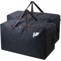 Merkloos Bolsa de almacenaje - Tela duradera - Asa reforzada - 70 x 42 x 35 cm - Azul con lunares