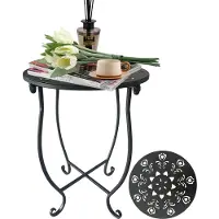 Merkloos Mesa auxiliar Mesa de jardín - Redonda - 35,5 cm - Metal - Plegable