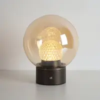 Searchlight Lámpara de mesa LED recargable Solis, color bronce, cristal, 2.700 K