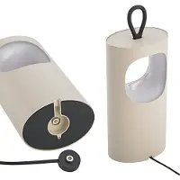 Sigor Lámpara de mesa LED recargable Lunari, beige, 16 cm, metal, CCT IP44