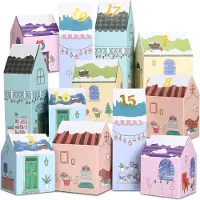 Merkloos Calendario de Adviento para rellenar - 24 unidades - Cartón - Decoración navideña - Cajas de regalo reutilizables - Pegatinas numeradas doradas del 1 al 24 - Calendario navideño