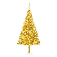 Syfax Árbol de Navidad preiluminado con luces y bolas dorado 210 cm