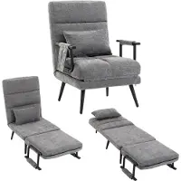 StarTech.com Sillón reclinable multifuncional: 3 en 1. Plegable. Con función de descanso. Respaldo con 5 posiciones ajustables. Estructura de metal. Incluye almohada lumbar. Diseño en tejido de chenilla color gris