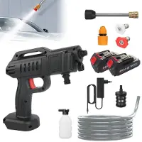 StarTech.com Limpiador a presión inalámbrico - 48V 1500W, lavadora para automóviles - 40-50 bar - Autoaspirante - 2 baterías de 6000mAh - Incluye botella para espuma