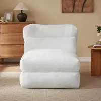 StarTech.com Sillón reclinable de chenilla – Sillón lounge versátil – Sillón individual – Convertible en sillón reclinable – Tapizado en suave chenilla – Diseño moderno y minimalista – Blanco