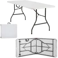 StarTech.com Mesa plegable para jardín - Mesa para camping de 180x76 cm - Para 8 personas - Placa de plástico - Asa para transporte - Rectangular - Blanca