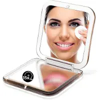 Merkloos Espejo de maquillaje espejo de bolsillo - Compacto - 1x y 15x aumento - Ø 8,4 cm