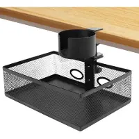 LTPRTZ Bandeja bajo escritorio - Bandeja de almacenamiento - Espacio Organizar - 360 grados Ejecutable - 25x17x9 cm - Negro