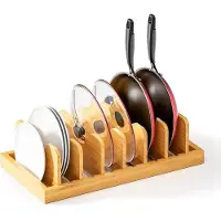 LTPRTZ Bamboo Tray Organizador para Panes, Tableros de Corte y Placas de Hornear - Solución de almacenamiento eficiente para Cocina y Gabinete