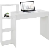Merkloos Escritorio práctico con estantería y espacio de almacenamiento, color blanco