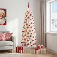 Syfax Árbol de Navidad artificial estrecho con bolas 180 cm 300 LED