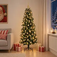 Syfax Árbol de Navidad Artificial con Adorno 210 cm 300 LED