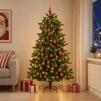Syfax Árbol de Navidad Artificial con Adorno 210 cm 300 LED
