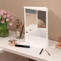 LTPRTZ Espejo real - Espejo no reverso - Aplicación maquillaje - Reflejo auténtico - 28,5 x 24 cm - Blanco