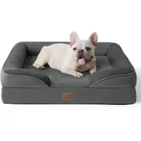 Merkloos Cama para perro ortopédica - Espuma ovalada - 71 x 58 cm - Gris oscuro - Mascota mediana