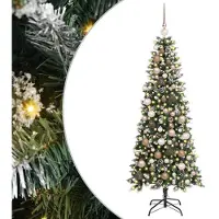 vidaXL Árbol de Navidad artificial, color verde, 180 cm, fabricado con PVC, plástico y acero
