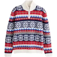 Next Jersey azul oscuro / gris / rojo / blanco lana