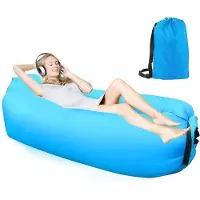 LTPRTZ Sofá inflable - Aire de playa - Relajación al aire libre - Poliéster impermeable - 200 x 70 cm - Azul