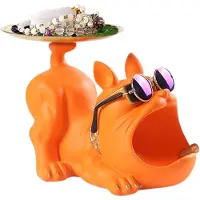 LTPRTZ Caja para llaves con diseño de bulldog – Caja de almacenamiento, joyero – Para organizar el escritorio – Diseño detallado de perro – 15x19x15 cm – Naranja