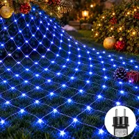 Rosikey Cadena de luces LED de 3x2 metros, 200 luces, color azul. Malla de luces, cortina de luces. 8 modos de iluminación. Ideal para decoración interior, fiestas, Navidad