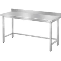 GOLDINOX Mesa de trabajo de acero inoxidable para bares, dimensiones 1500x500 mm, con refuerzo y protector trasero, modelo PREMIUM -