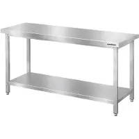 GOLDINOX Mesa de trabajo de acero inoxidable para bares, dimensiones 1600 x 600 mm, con 1 estante inferior, marca PREMIUM -