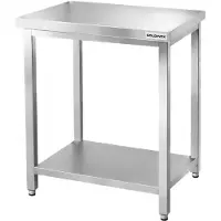 GOLDINOX Mesa de trabajo de acero inoxidable, dimensiones 800x500 mm, con 1 estante inferior, modelo PREMIUM -