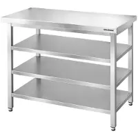 GOLDINOX Mesa de trabajo de acero inoxidable para bares, dimensiones 1000x600 mm, con 3 estantes inferiores de alta calidad -