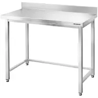 GOLDINOX Mesa de trabajo de acero inoxidable para bares, dimensiones 1200x800 mm, con refuerzo y protector trasero PREMIUM -