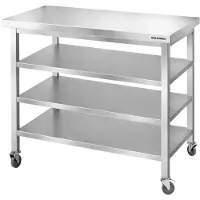 GOLDINOX Mesa de trabajo de acero inoxidable para bares, dimensiones 1200x500 mm, con 3 estantes inferiores con ruedas. Marca: . (Calidad PREMIUM)